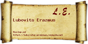 Lubovits Erazmus névjegykártya